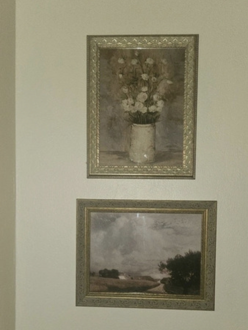 Framed Floral & Landscape Paintings Set Brown Green